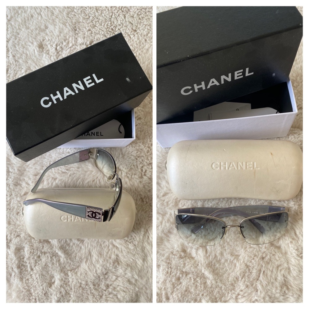 Trendy baby blue ombré Y2K 2000s Chanel Sunglasses